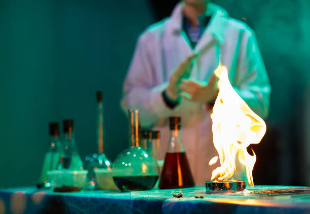 Experiments in a chemistry lab. conducting an experiment in the laboratory.