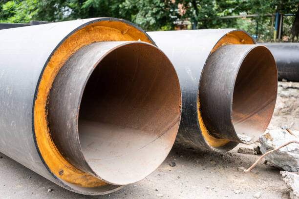 istock Insulated water pipes, underground sewerage infrastructure renovation 1269505611