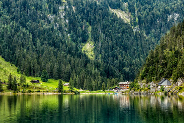 istock Gosausee mountain peaks view with cable car 1269517491