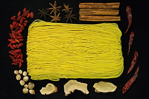 Chow Mein Noodle and Chinese herb ingredients.