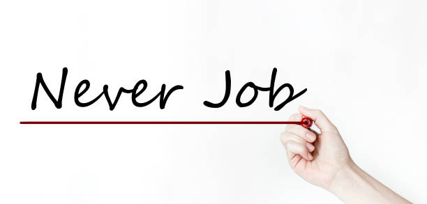 istock Whatever hand writing word Never Job black marker 1269526269