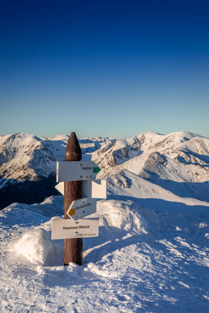 istock Signpost covered by snow on Kasprowy Wierch in winter 1269527154