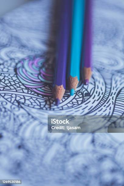 Adult Coloring Book Design With Markers Stock Photo - Download Image Now -  Adult, Art, Art And Craft - iStock