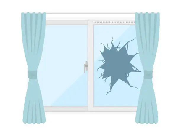 Vector illustration of Broken window glass