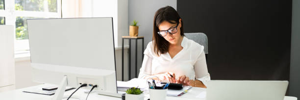 istock Accounting Bookkeeper Clerk Woman. Bank Advisor 1269531663