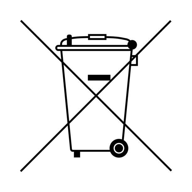 The Crossed Out Wheelie Bin Symbol , Waste Electrical and Electronic Equipment recycling sign The Crossed Out Wheelie Bin Symbol , Waste Electrical and Electronic Equipment recycling sign. Vector illustration black trash bin stock illustrations
