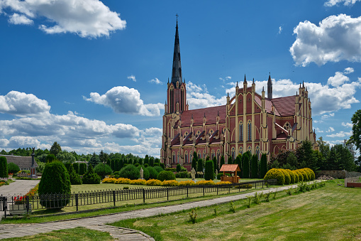 Church of the Holy Trinity and park in Gerviaty, Grodno region, Belarus