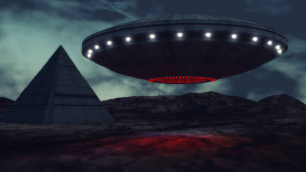 istock 3d render. Spaceship and futuristic unidentified flying object 1269533775