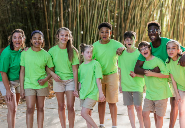 istock Summer camp including two down syndrome children 1269534242