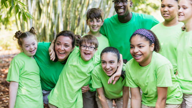 istock Summer camp including two down syndrome children 1269538083