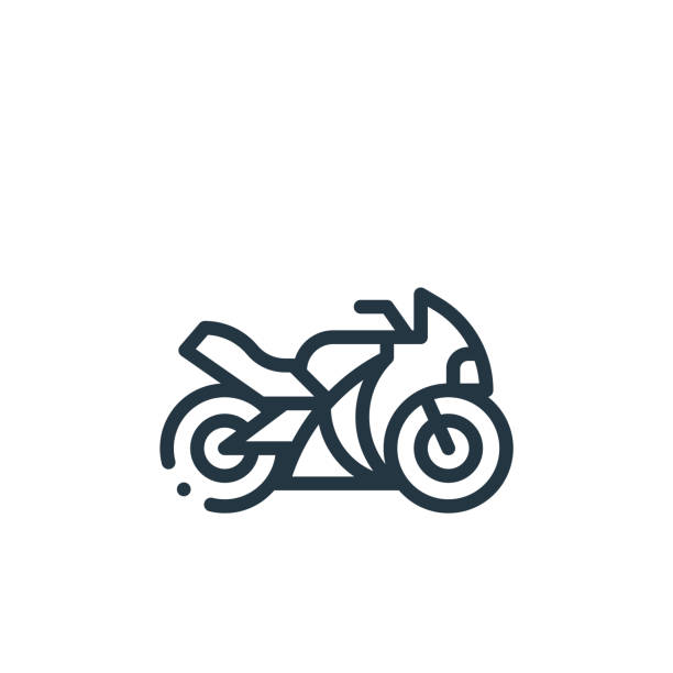 白い背景に分離バイクベクトルアイコン。アウトライン、細線バイクのアイコンウェブサイトのデザインとモバイル、アプリ開発。細線バイクアウトラインアイコンベクトルイラスト。 - motorcycle motocross biker moped点のイラスト素材／クリップアート素材／マンガ素材／アイコン素材