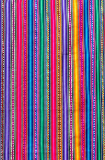 istock Peruvian traditional colourful handicraft textile fabric in Cusco, Peru 1269553894