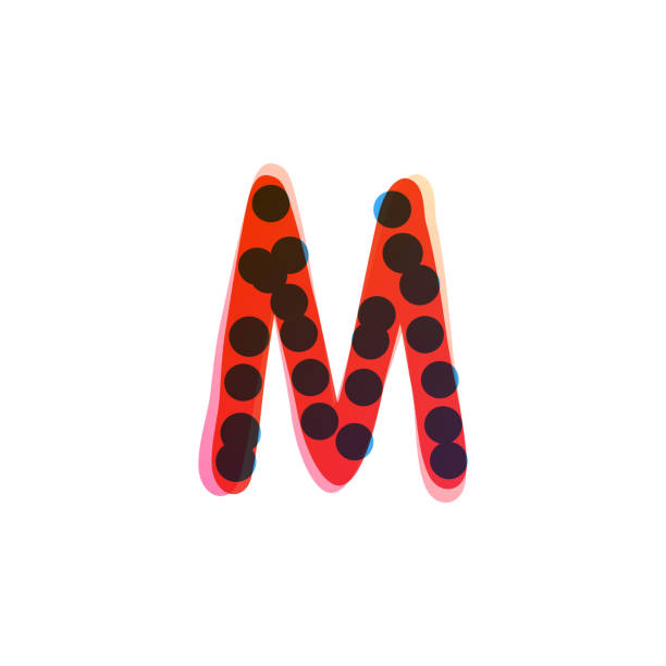 ilustraciones, imágenes clip art, dibujos animados e iconos de stock de logotipo de letra m escrito a mano con una pluma de punta de fieltro roja. - letter m paintbrush sign painting