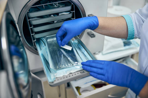 istock Sterilizing equipments in modern machine in medical clinic 1269564026