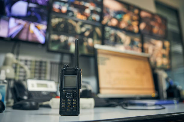 istock Walkie-talkie placed on an office desk in a control room 1269570299
