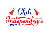 istock Chile Independence Day calligraphy hand lettering isolated on white. Chilean holiday celebrated on September 18. Vector template for typography poster, banner, greeting card, flyer, etc 1269570346