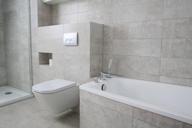 istock New bathroom in a new style in grey 1269577112