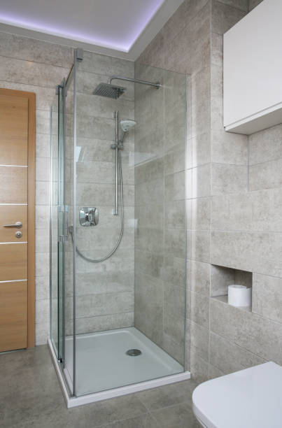 istock New bathroom in a new style in grey 1269577136