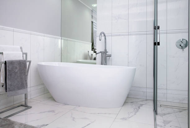 istock New bathroom in a new style in grey 1269577170