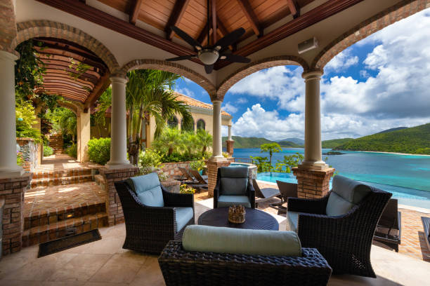 Gorgeous villa in Peter Bay, St. John, United States Virgin Islands Gorgeous villa in Peter Bay, St. John, United States Virgin Islands st john's plant stock pictures, royalty-free photos & images