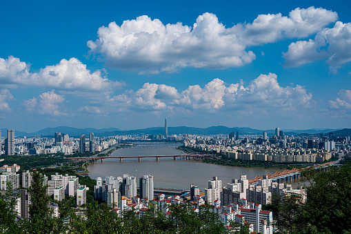 Clear sky day scenery at seoul city south korea