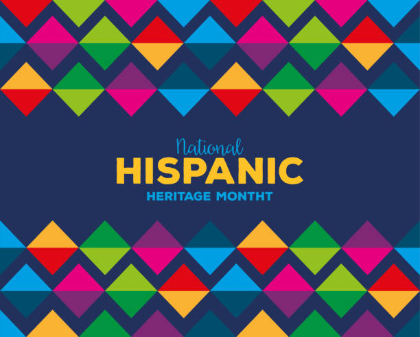 彩色圖案背景的國家西班牙遺產月向量設計。 - hispanic heritage month 幅插畫檔、美工圖案、卡通及圖標