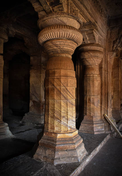 istock Stone pillars of Badami having ancient indian architecture. 1269593737