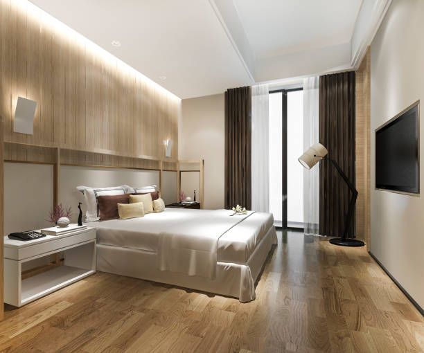 istock 3d rendering luxury classic modern bedroom suite in hotel 1269593916