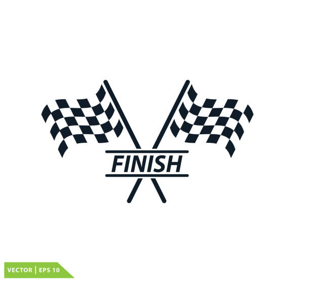 flagge rennen symbol vektor logo design illustration - motorsport veranstaltung stock-grafiken, -clipart, -cartoons und -symbole
