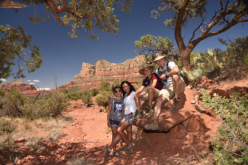 Family enjoying a hiking in Sedona, Arizona