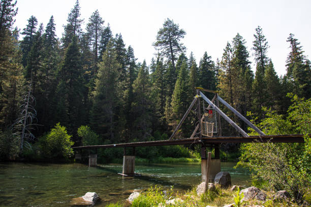 istock Trail with view of bridge and river 1269607206