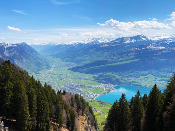 istock Spacious subalpine valley Seeztal along the Seez River between Lake Walensee and the Rheintal Valley, Walenstadtberg - Canton of St. Gallen, Switzerland (Kanton St. Gallen, Schweiz) 1269607300