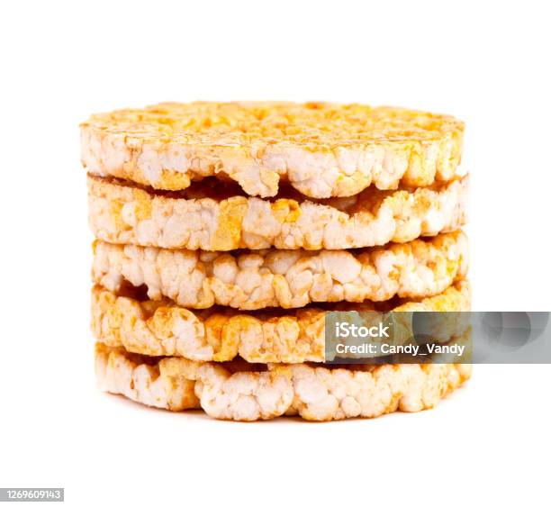 Puff Rice Crispbread Caramelized Ricecorn Crispbread Isolated On White Background Sweet ...
