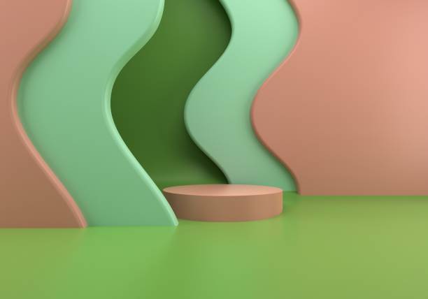 istock Podium use for product presentation. Abstract wave background. 3d rendering - illustration. 1269630194