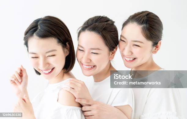 アジアの女の子のグループの美しさの概念。