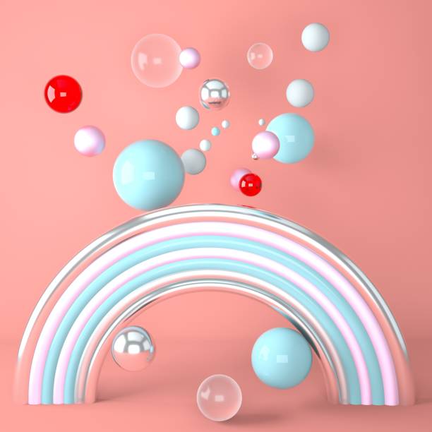 istock 3d render of a rainbow with colorful balls 1269631007