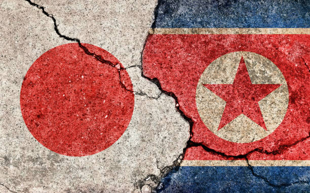istock Grunge country flag illustration (cracked concrete background) / Japan vs North korea (Political or economic conflict) 1269631356