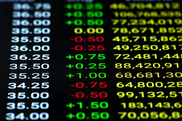 istock Stock market price on LED display concept. 1269633047