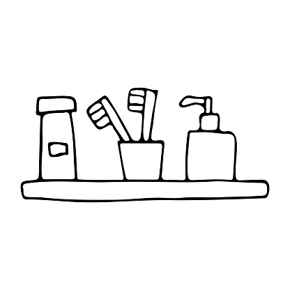 Outline bathroom accessories icons