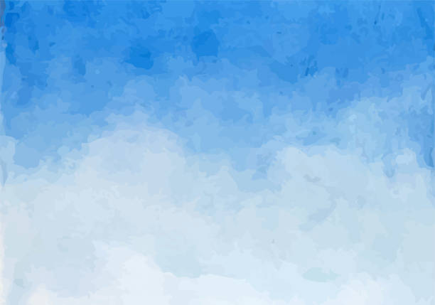 niebo proste tło akwareli - sky watercolour paints watercolor painting cloud stock illustrations