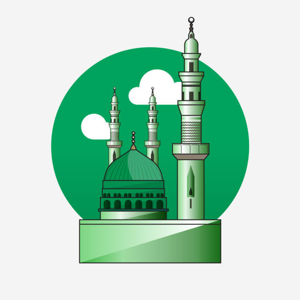 Icon/ Symbol of the Mosque of the Prophet in Medina, KSA (Al Masjid Al Nabawi). Icon/ Symbol of the Mosque of the Prophet in Medina, KSA (Al Masjid Al Nabawi). Isolated vector file. oracle building stock illustrations