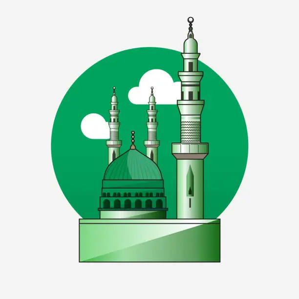 Vector illustration of Icon/ Symbol of the Mosque of the Prophet in Medina, KSA (Al Masjid Al Nabawi).