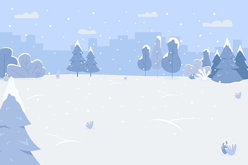 Snow Park Semi Flat Vector Illustration Stock Illustration - Download ...