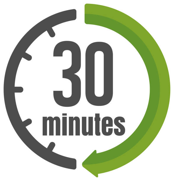 ikona zegara , timer (time passage) / 30 minut - wskazówka minutowa ilustracje stock illustrations