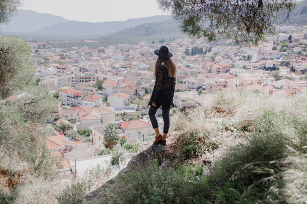 istock Girl journey in the mountains. 1269648075
