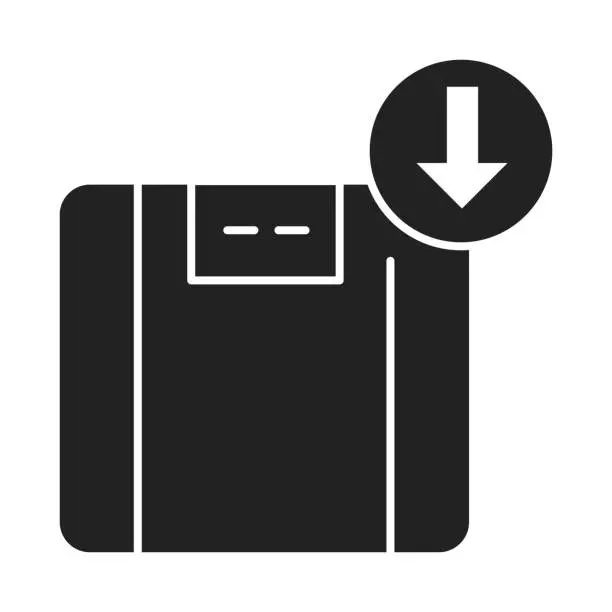 Vector illustration of Weight loss black glyph icon. Refers to a reduction of the total body mass, due to a mean loss of fluid, body fat. Pictogram for web page, mobile app, promo. UI UX GUI design element.