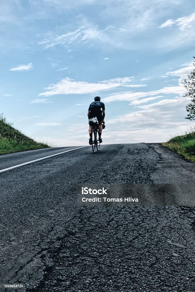 Bikepacking Asphalt Stock Photo