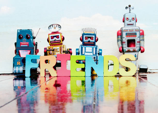 istock retro robots and the word FRIENDS 1269657220