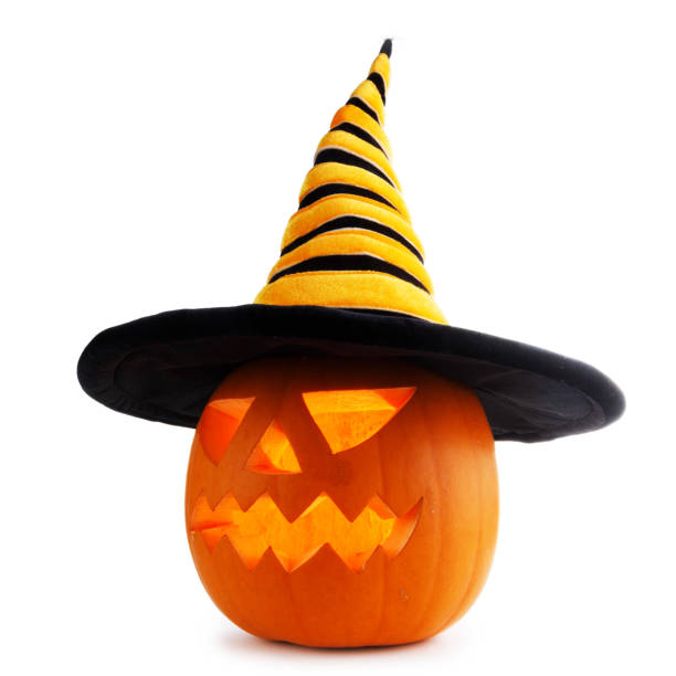 istock Halloween pumpkin in witches hat 1269658064