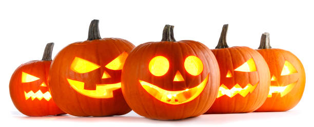 istock Halloween Pumpkins on white 1269658107